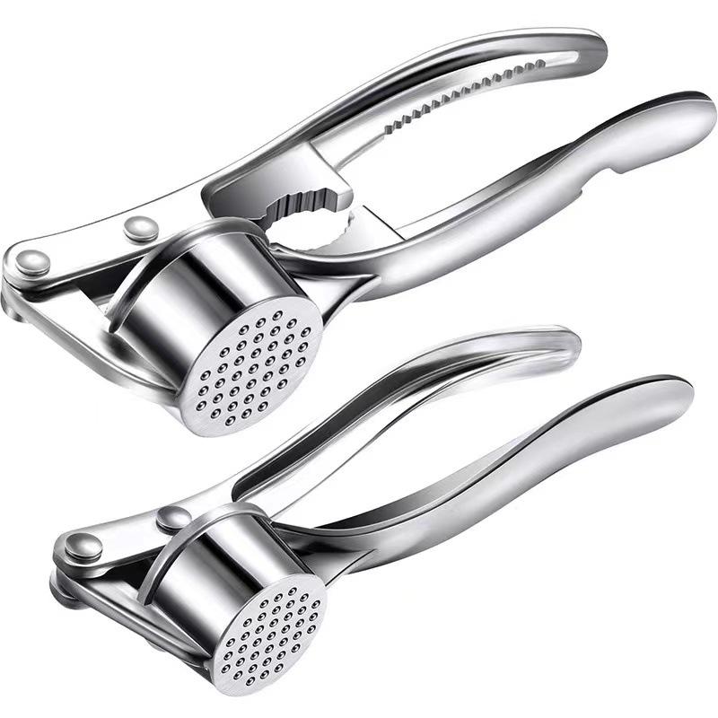 Household Garlic Press and Peeler Set: Large Manual Garlic Pounder and Peeler for Kitchen Use