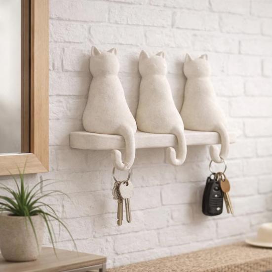 Storage Rack Wall Mounted 3 Hook Hanger Cute Animal Shape No-Punch Key Holder Nordic Style Organizer for Home