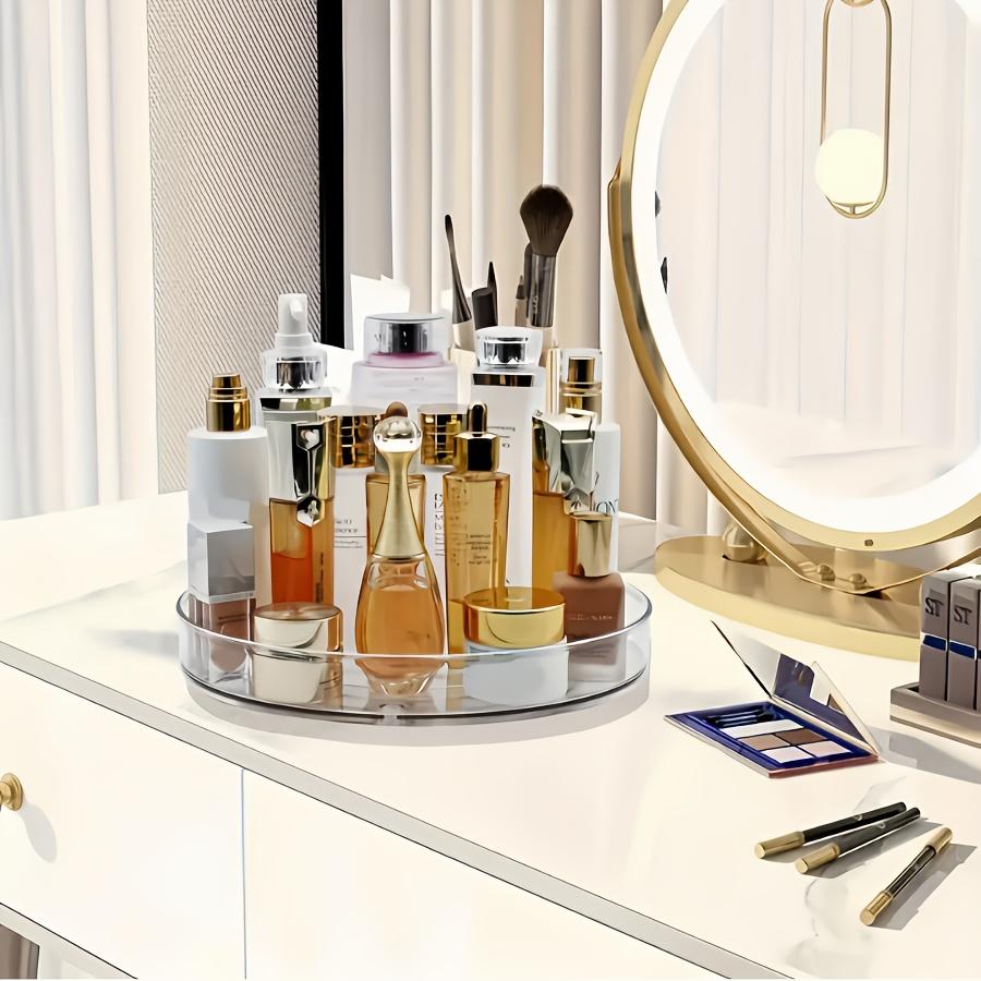 Clear Plastic Rotating Storage Basket, Multi-Purpose Storage Tray for Bathroom, Kitchen Spice Rack, Cosmetic Rack, Storage Shelf