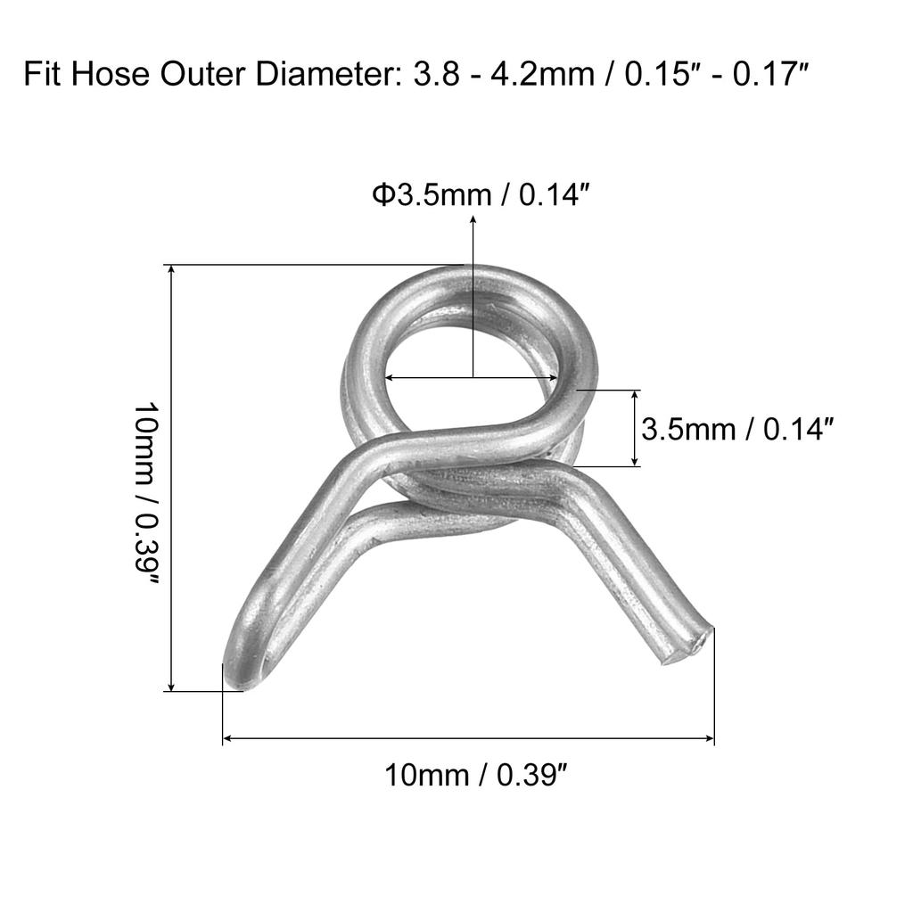 uxcell 20pcs Double Wire Spring Hose Clamp 304 Stainless Steel Fuel Line Silicone Tube