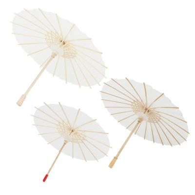 3 Stück Blanko Papier Regenschirm 20cm 30cm 40cm DIY Handbemalter Chinesischer Regenschirm mit Holzgriff für Fotografie Requisiten Rolle