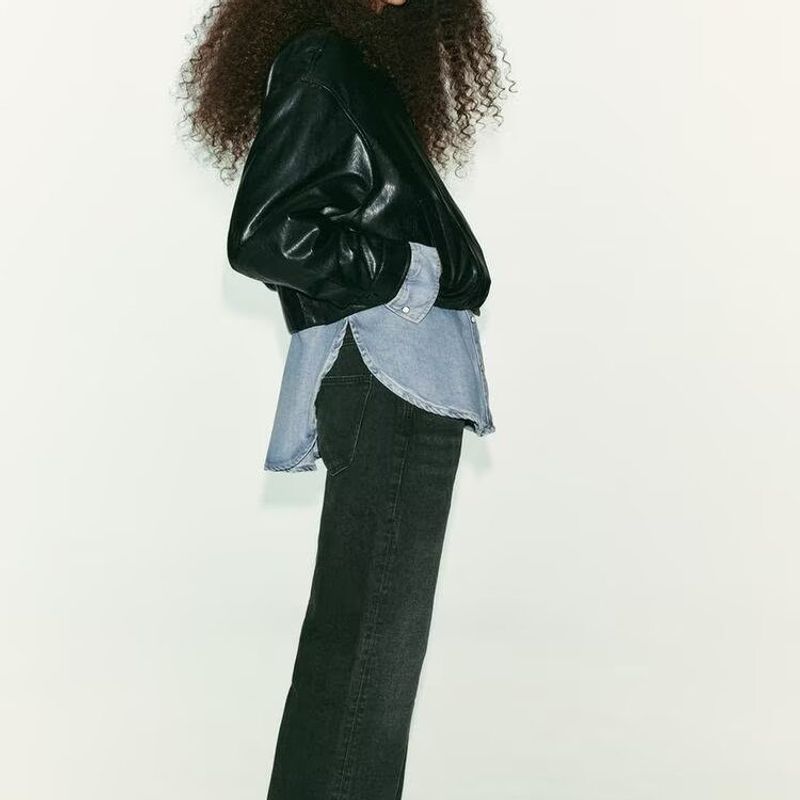 Za Autumn New Women Clothes 2025 Western Style Fashion Turtleneck Imitation Leather Bomber Jacket Outerwear 6318250