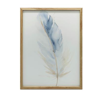 Pluma Azul-Dorada Pluma Azul-Dorada, 50X70 Cm, Marco de Aluminio Dorado, Papel Mate 230 Gsm