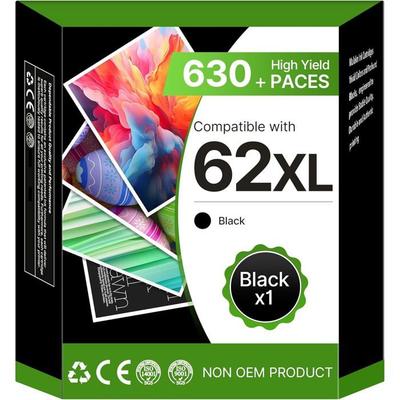 Ink Cartridge 62XL - 1001 PILES BATTERIES - Black - Compatible HP Envy and OfficeJet - 630 Pages