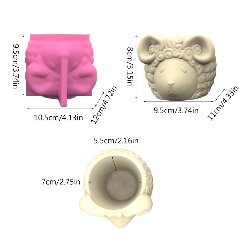 Sheep Animal Gypsum Flower Pot Silicone Mold Epoxy Resin Casting Mold Succulent Vase Cement Clay Mold Pen Holder Mold
