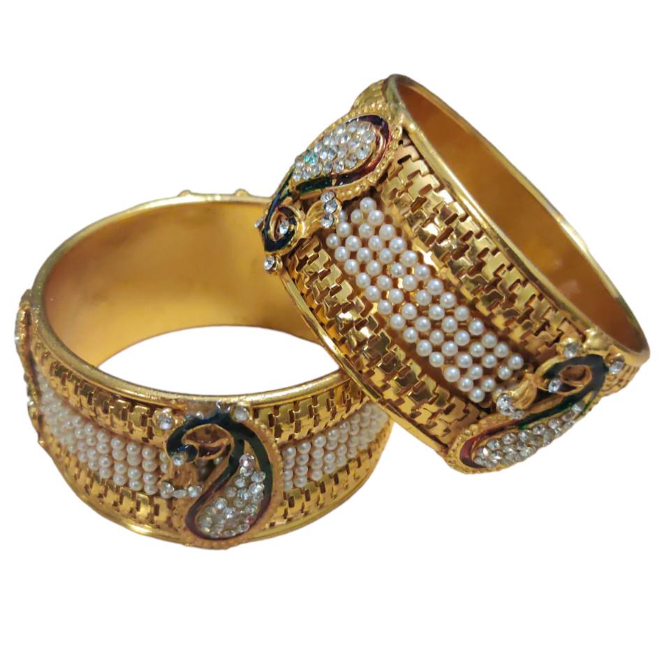 

@ Стильний набір з 2 браслетів-павичів із золотим покриттям та перлами для жінок Zr885-Знижка 60%