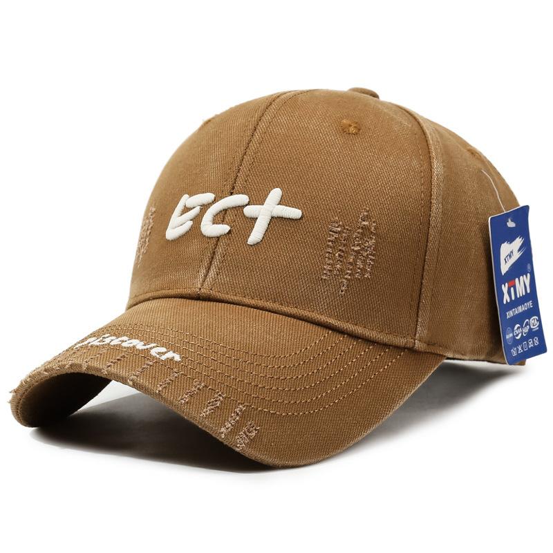 Distressed Baseball Cap Women Unisex Trendy Embroidered Letter Sun Visor Dad Hat