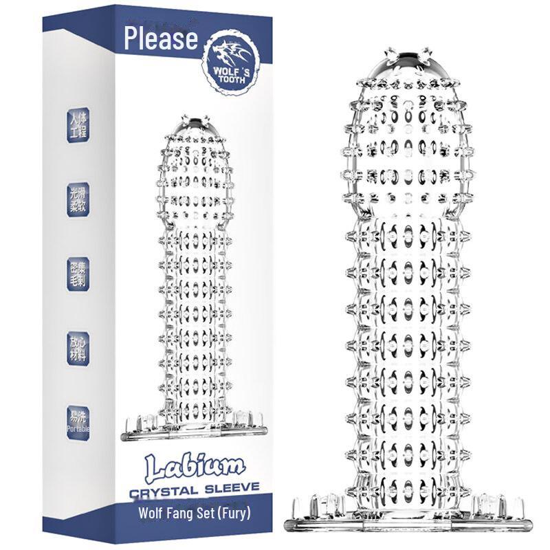 Enhancing Transparent Wolf Tooth Penis Sleeve for Length, Thickness, and Intensity