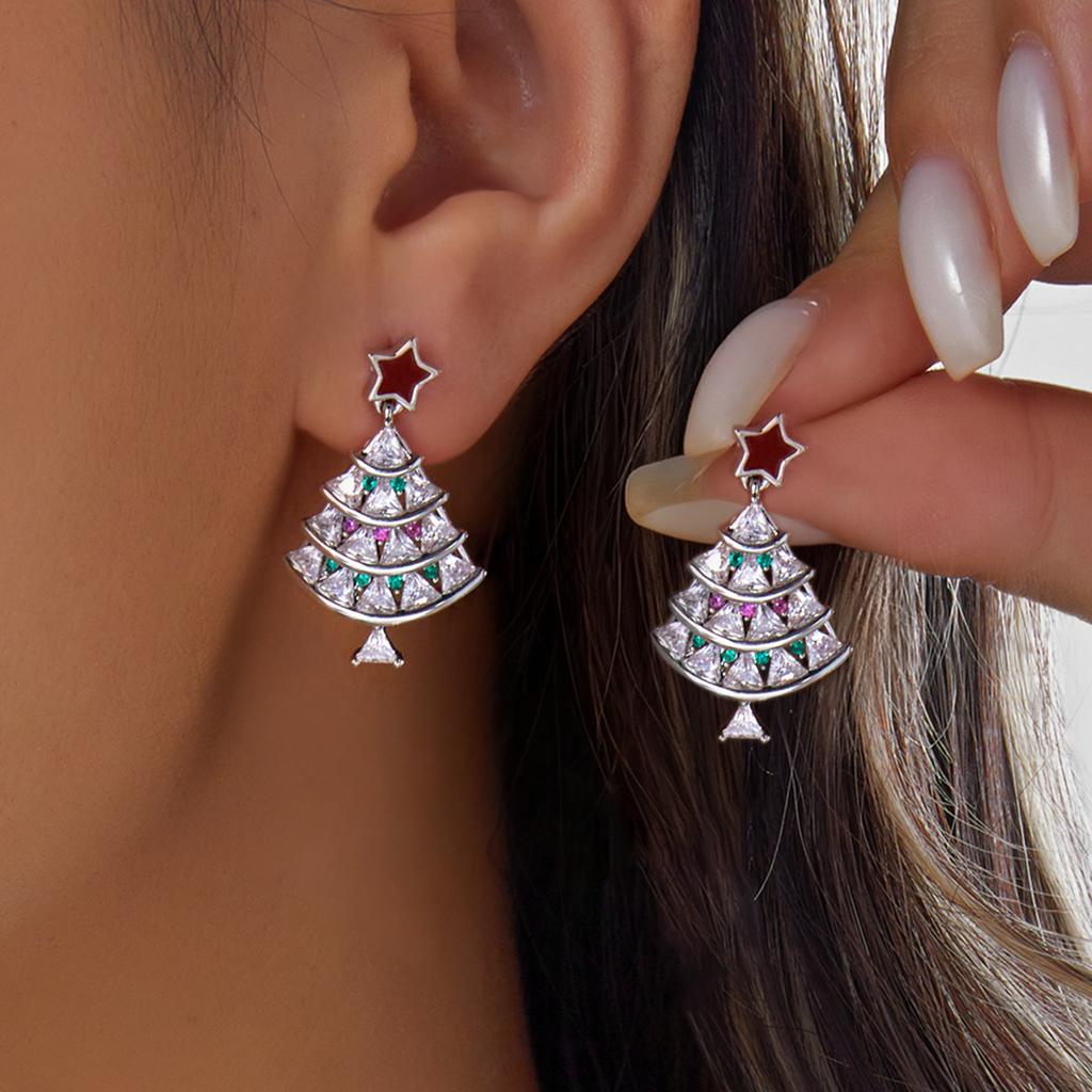 Sparking Snowflake Firework Stud Earrings For Women Rhinestone Exquisite Zircon Piercing Earring Party Charm Jewelry