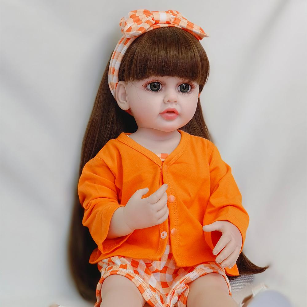 Adorable Betty Reborn Toddler Doll for Age 3+ Years Old Girl 22'' 55CM Silicone Full Body Long Pasted Hair Princess Realistic Newborn Baby Doll Toys