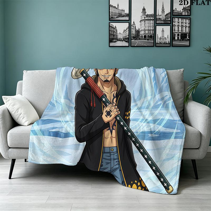 Custom Name,Trafalgar Law Printed Flannel Blanket, soft throw for bedroom sofa, washable, Christmas present, great gift.