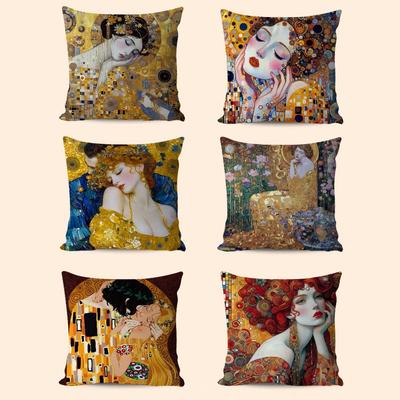 Gustav Klimt Polibek Potah s krátkým plyšovým potiskem pro dekoraci obývacího pokoje na pohovku Potah na polštář Povlaky na polštáře