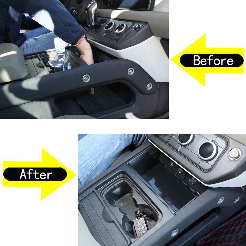For Land Rover Defender 2020-2024 Center Console Storage Box Water Cup Holder Stowing Tidying Interior Modelling Accessories