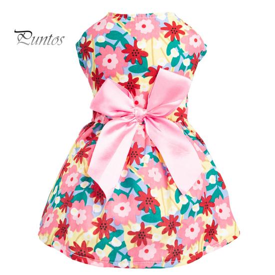 

Красивое очаровательное яркое платье принцессы для собак с цветочным принтом и бантом для домашних собак и щенков. Повседневная одежда. S розовый