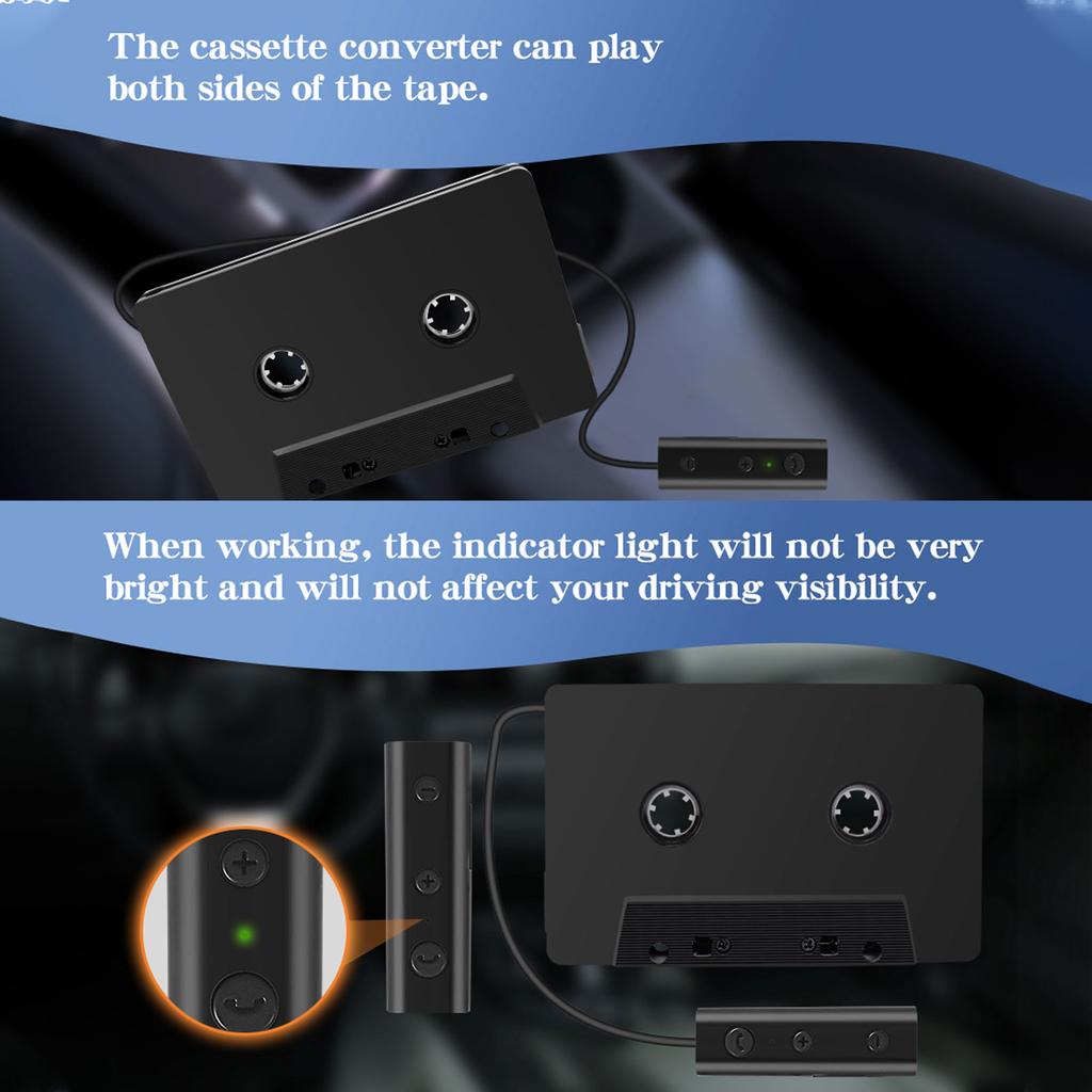 Bluetooth 5.0 Car Cassette Converter 4 Channel Car Cassette Tape Adapter Sound Receiver Plug and Play with USB Cable