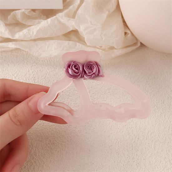 Hair Claw Hollow Butterflies Design 3D Rose Flower Decor Hair Clip Non-slip Teeth
