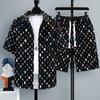 Men's Short-sleeved Suit Summer Leisure Sports Fried Street Trend Cool Shorts Two-piece Suit