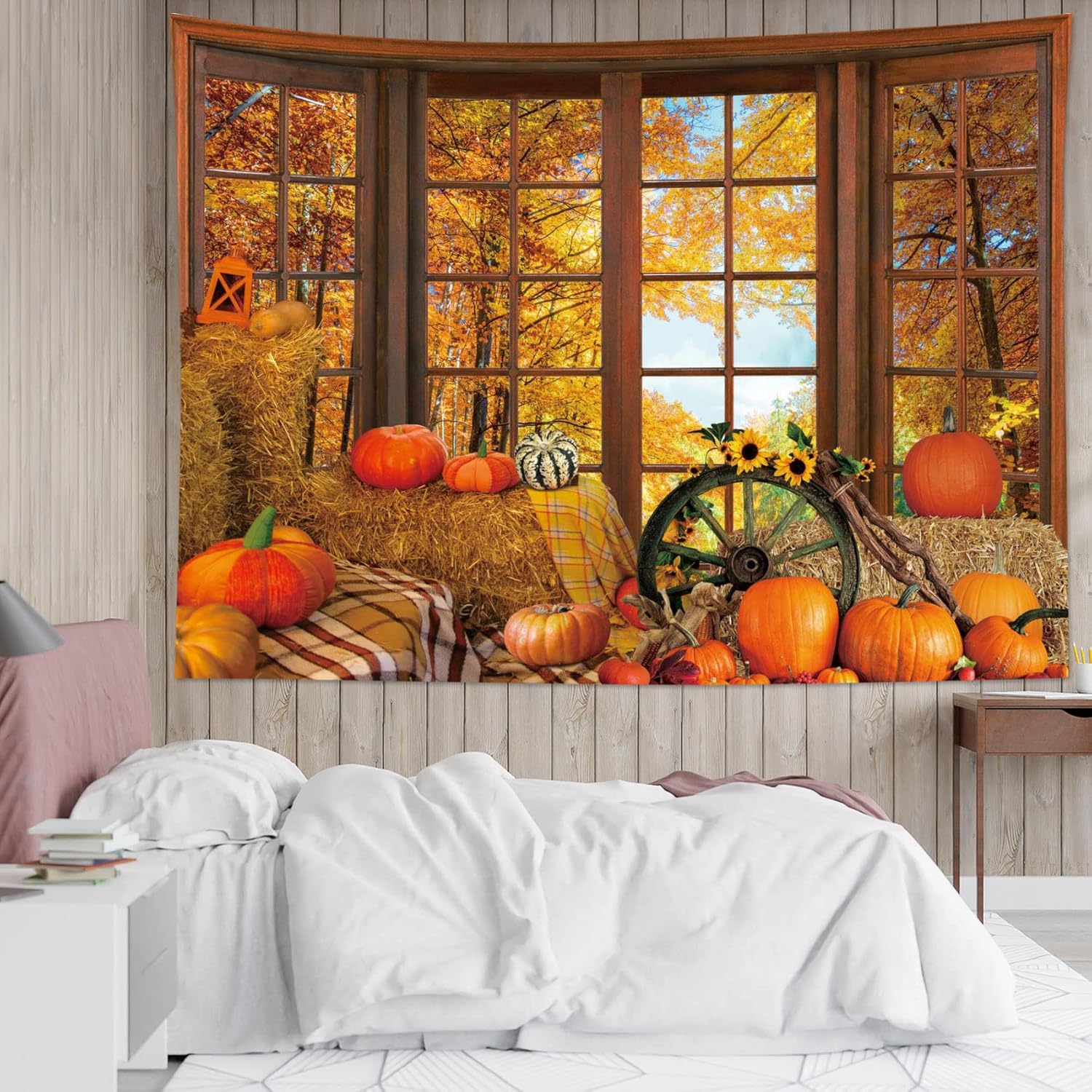 Autumn Forest Tapestry: Menir, Pumpkin, Sunflower, Maple 75x100 чёрный
