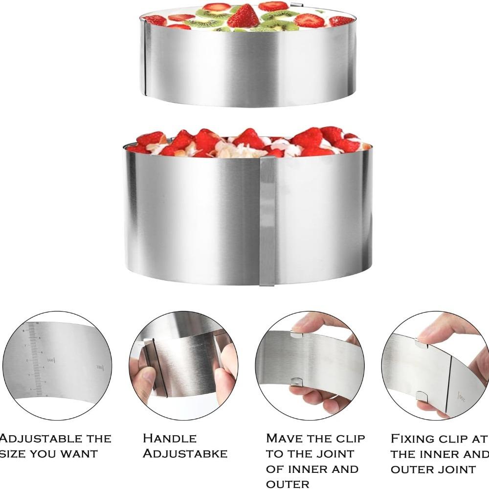 Stainless Steel Round Cake Mold Adjustable 6 To 12 Inches Height 6-15cm with Precise Scale Mold Baking Ring for Mousse Baking