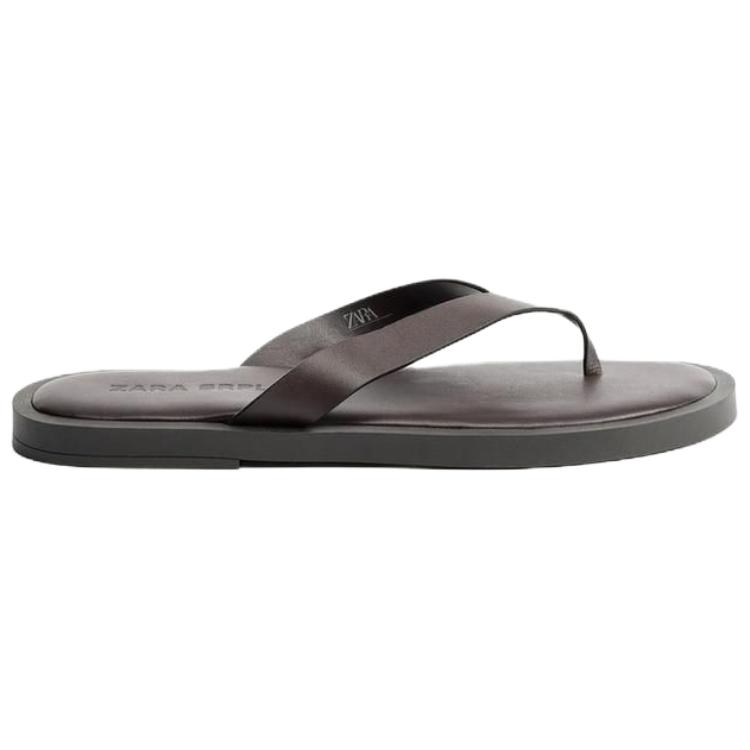Zara Leather Sandals 15 Goat Leather Fashion Slip-On Anti-Friction Flip Flops Men Sandals Crimson 2765620022