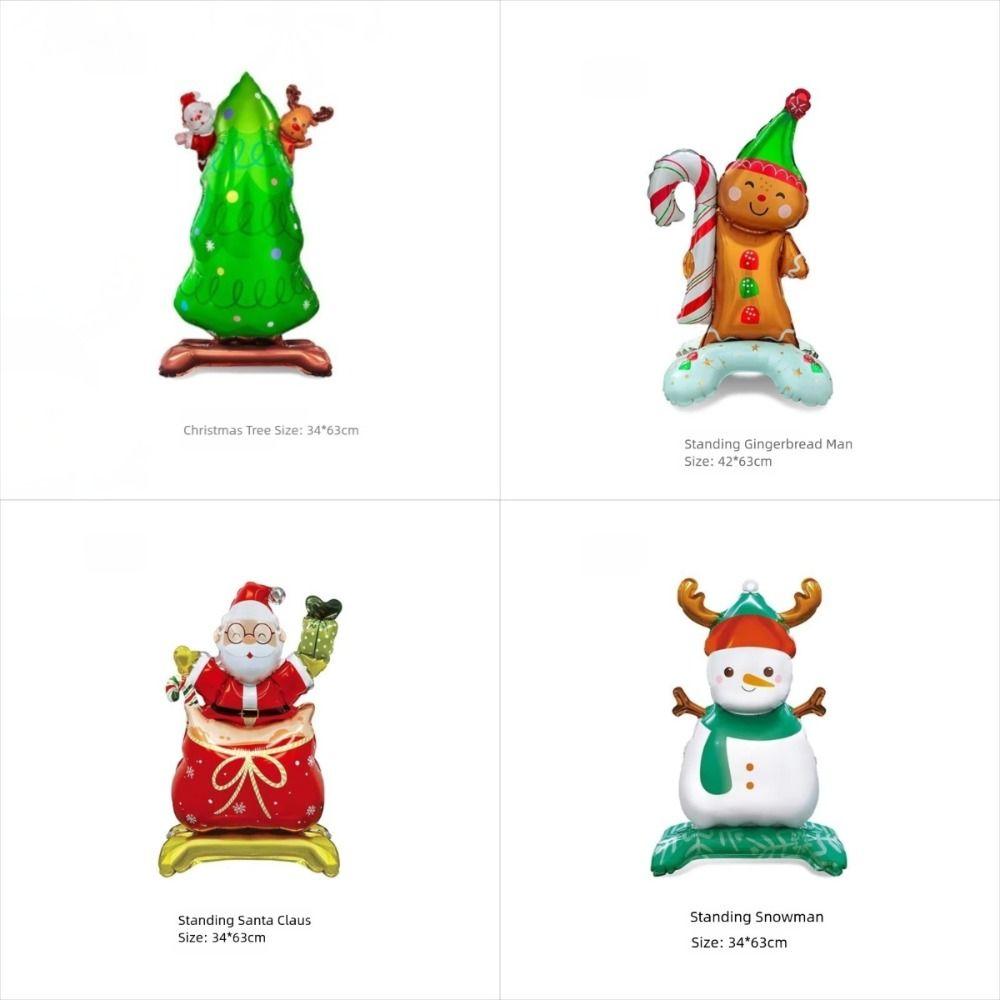 Standing Christmas Foil Balloons Santa Claus Xsmas Tree Large Standing Balloon Snowman Gingerbread Man