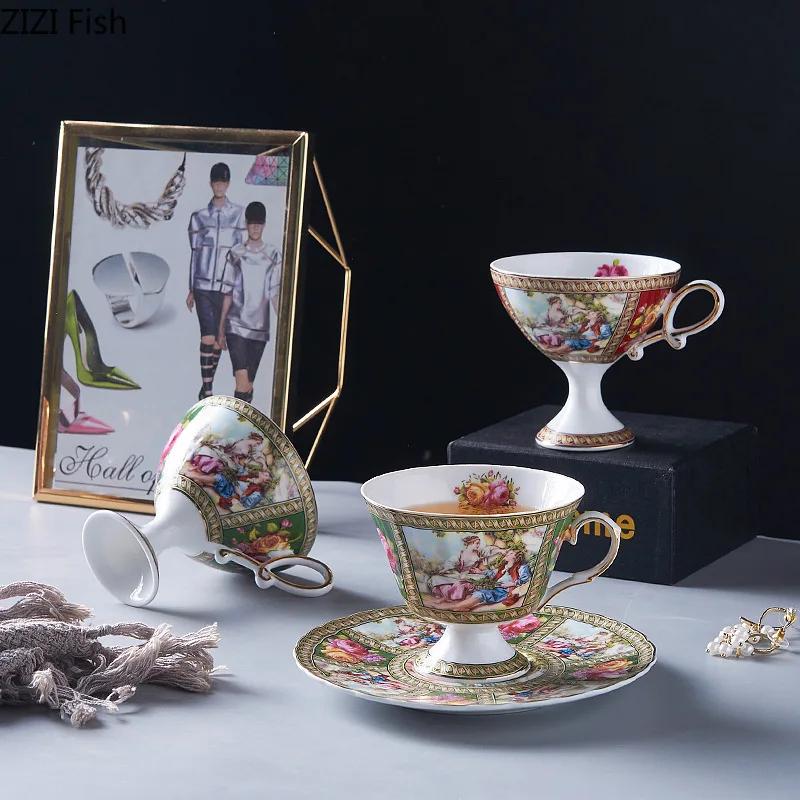 BRCeramic Black Tea Mug Saucer Retro Afternoon Tea Coffee Cup Saucer Sets Couple Cup Set Home Creative Drinkware Mug New Home GiftEY