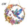 Indoor Outdoor Decor Flower Print Sun Catcher, Acrylic Colorful Owl Hummingbird Dragonfly Suncatcher, Catcher Hanging Artistic Ornament, Home