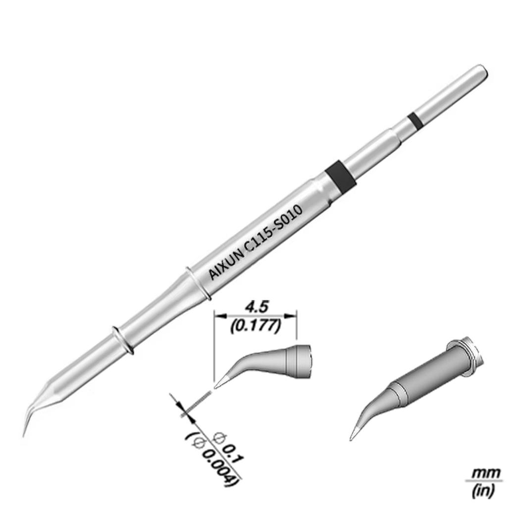 Precyzyjny Grot Lutowniczy Aixun C115-S010 Zagięty Typ S 0,1Mm