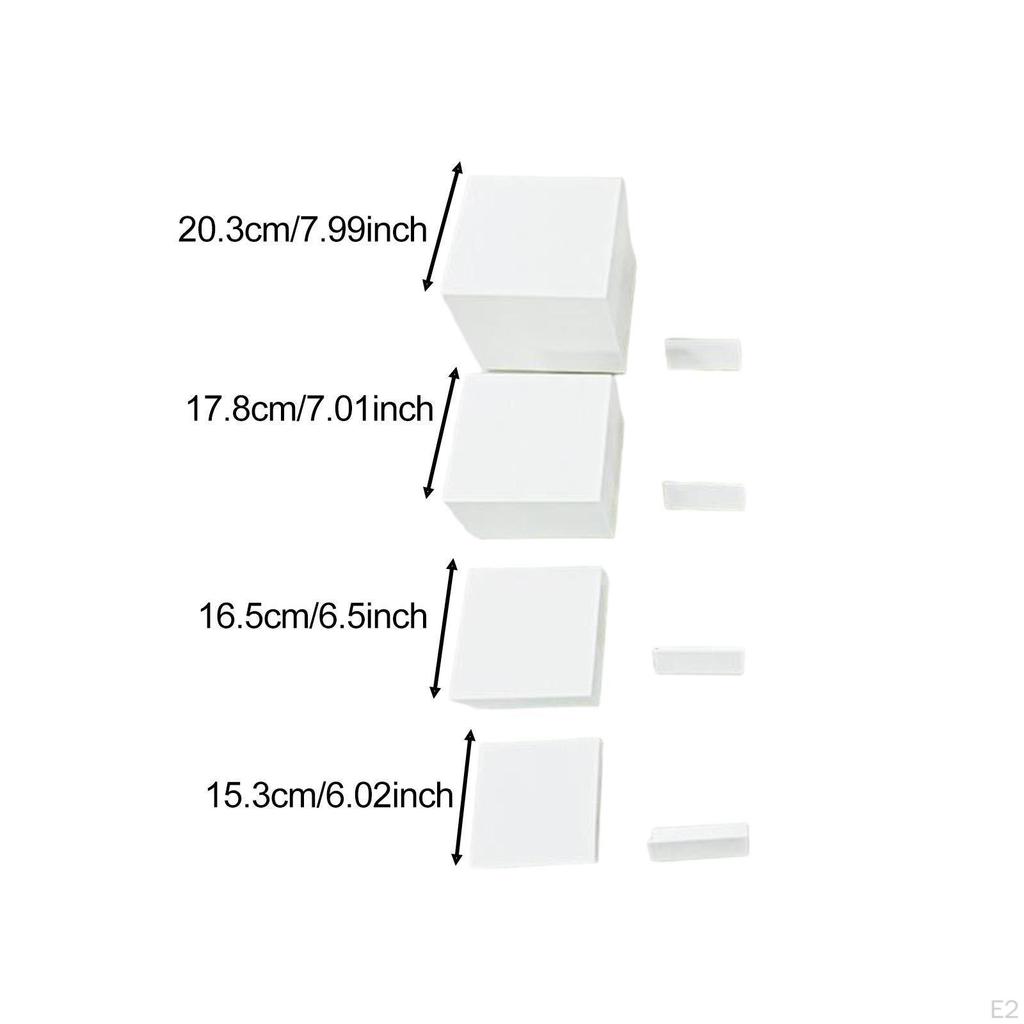 4Pcs Buffet Riser Food White Stotage Organizer Cube Display Nesting Risers Acrylic for