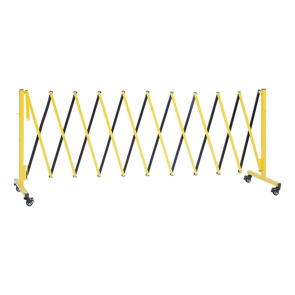 Industrial Expandable Barricade, 3.94m Expandable Safety Barrier, Flaxible Mobile Barricade with Locking Casters, Portable Folding Security Gate