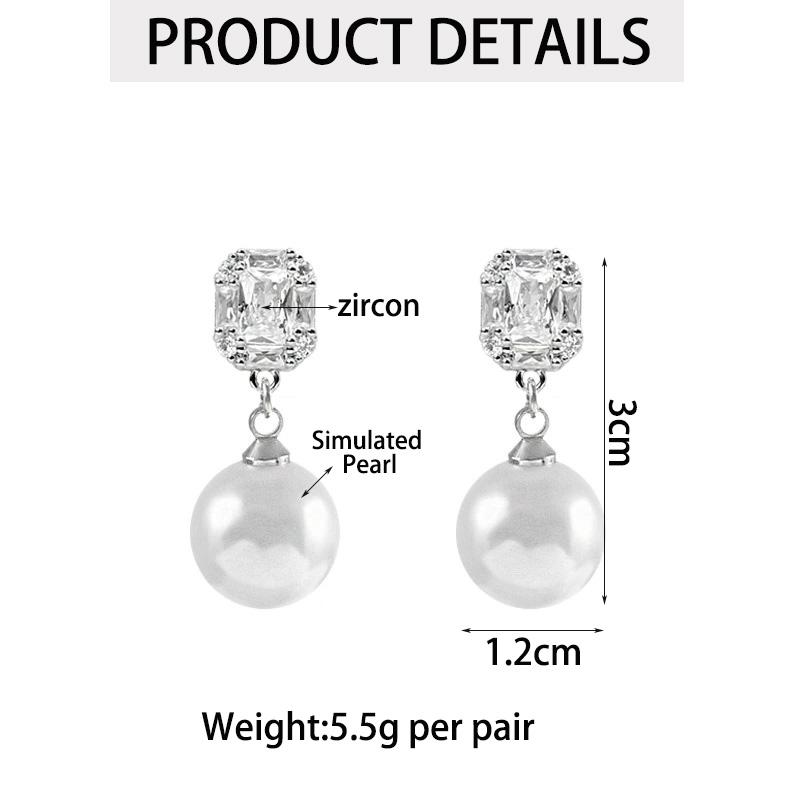 High Quality Zircon Clip On Earrings for Women Fashion Classic Elegant Simulated Pearl Pendant Ear Clips Bridal Banquet Jewelry