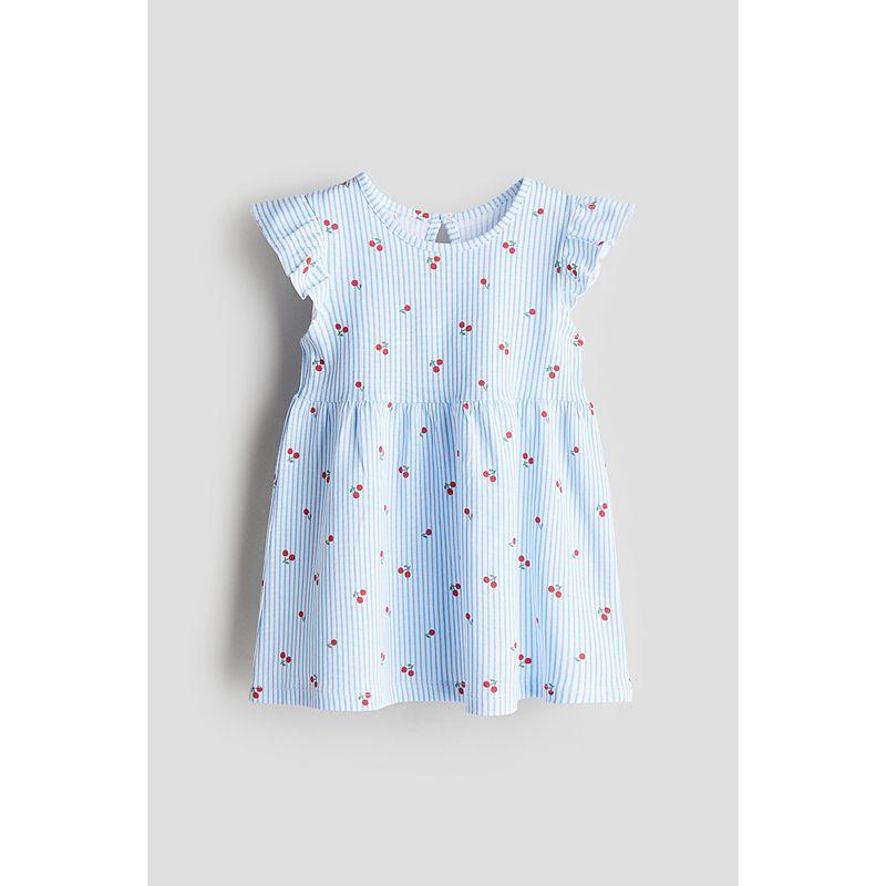 

Детская одежда HM Платье принцессы для девочки 2025 Лето Новое поступление Милое платье из хлопка с принтом и милым круглым вырезом 1265912 Light blue/Cherry 73/48