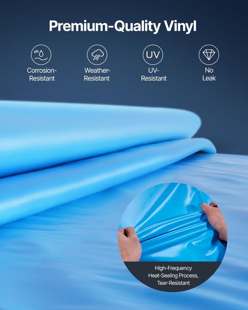 VEVOR Oval Pool Liner, 22 X 12.3 Ft, Swimming Pool Liner, Standard Gauge, Durable Vinyl Pool Liner, Overlap Style