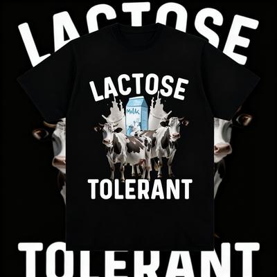  Summer Meme Lactose Intolerant Fun T-shirt Retro Men's Women's Casual Shorts, 100% Cotton Printed Humorous T-shirt Y2k
