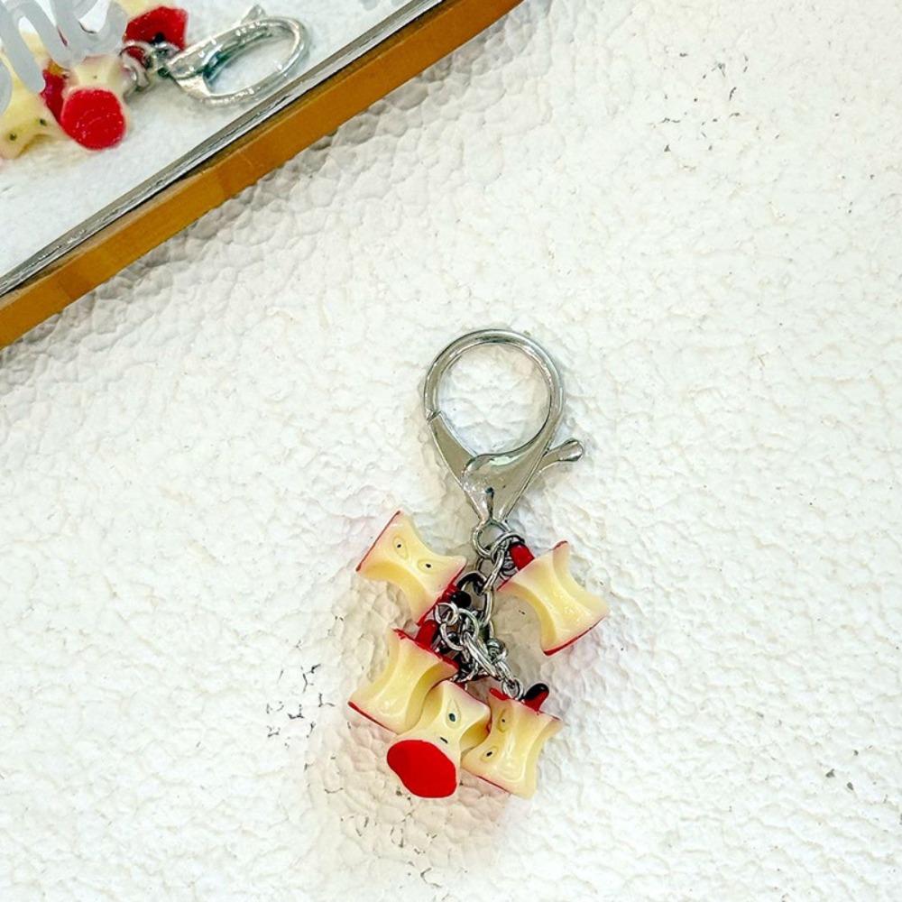 Handmade Style Berry Bag Charm Chunky Beads Resin Key Ring Red Fruit Key Chain Backpack Decor