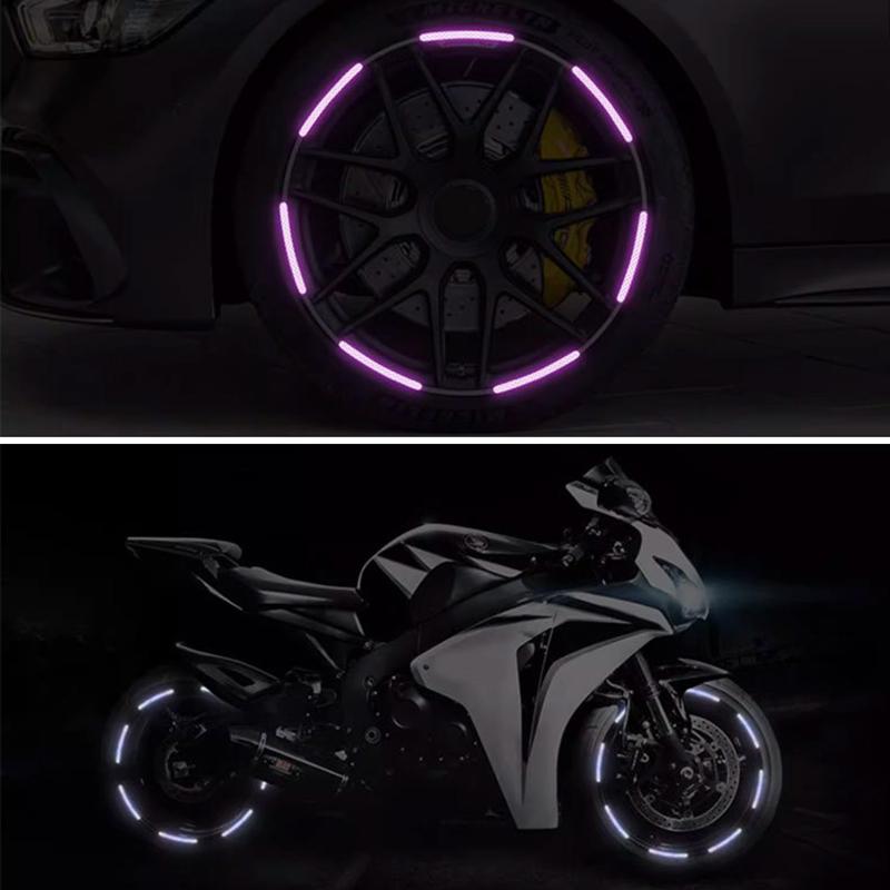 20Pcs Rainbow Car Wheel Reflective Sticker Personalized Motorcycle Electric Bicycle Colorful Anti Night Light Decorative Sticker