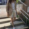 Loose Linen Blazer British Style Shirt Top Cotton and Linen Suit Jacket for Women