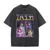 Anime Giapponese Seriale EsperiUnisexts Lain Vintage Lavato Maglietta Unisexga Iwakura Ragazza Sci Fi T-shirt Unisex Cotone Casuale Maglietta