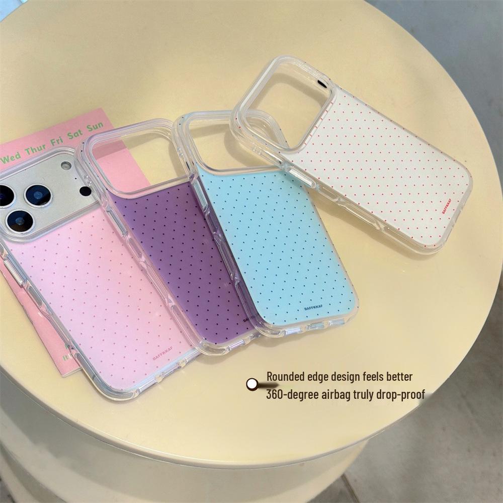 Round Edge Dual Layer Polka Dot iPhone 14/13/ProMax Case - Drop Proof