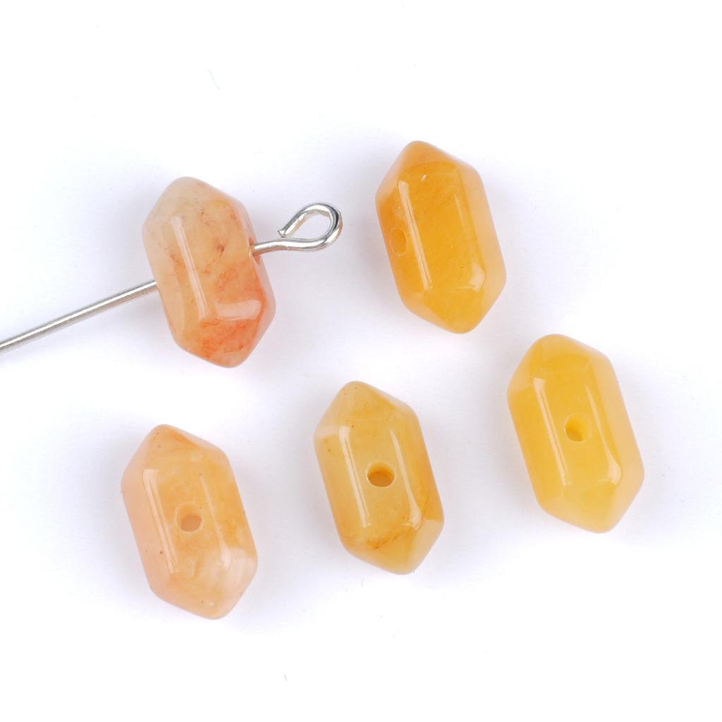 Pack of 5 Mini 12*6mm Center Hole Hex Prism Gemstone Beads Healing Crystal Double Point Spacer Beads For Handmade Craft Supplies