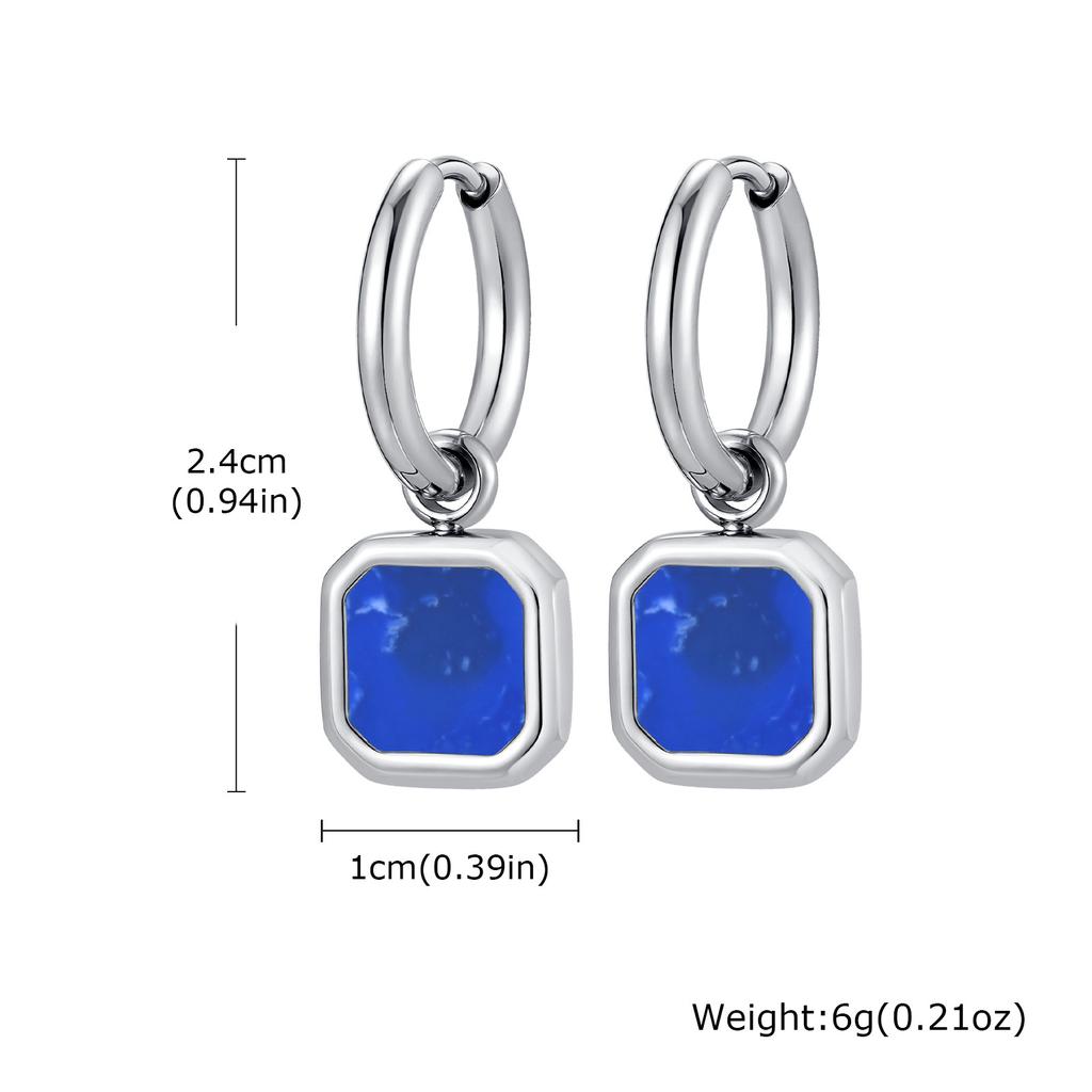 Stylish Men's Huggie Hoop Earrings,Trendy Natrual Stone Stainless Steel Square Ear Drop,Luxury Birthday Party Anniversary Gift