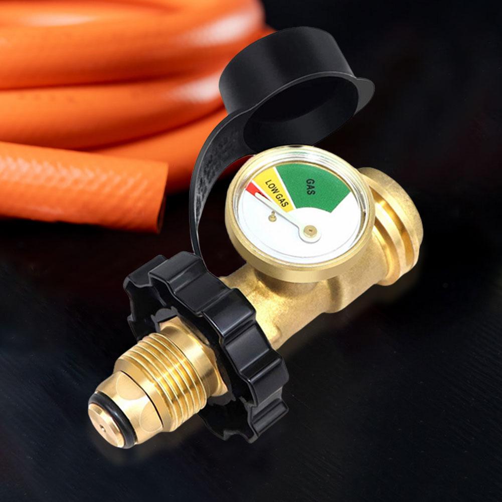 Propane Tank Gas Pressure Meter Converts POL LP Tank Service Valve To QCC1/Type 1 for RV Camper Cylinder BBQ Gas Grill Heater oro