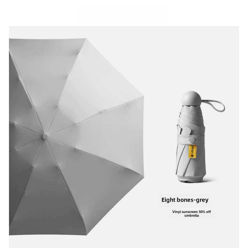 Umbrelă compactă de damă cu ștanțare aurie: Protecție UV, pliabil portabil, pentru soare și ploaie