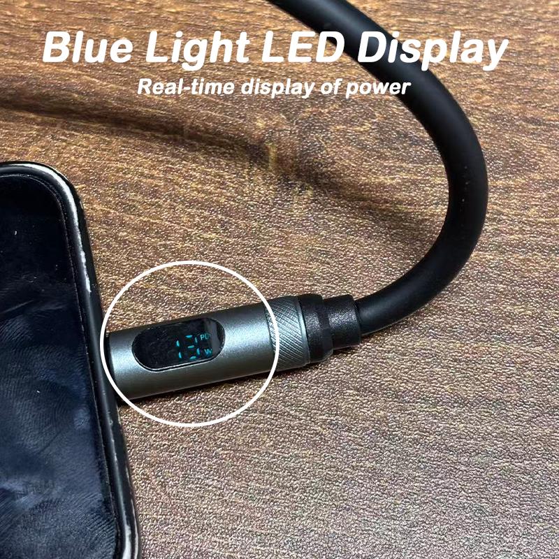 240W Smart Digital Display Silicone Usb C To Type C Super Fast Charging Cable for 16 15 Promax Plus Huawei Samsung