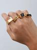 Vintage Punk Edelstahl Siegelringe für Männer, Geometrische Naturstein Chunky Ringe, Mode Retro Finger Schmuck Größe 7-13