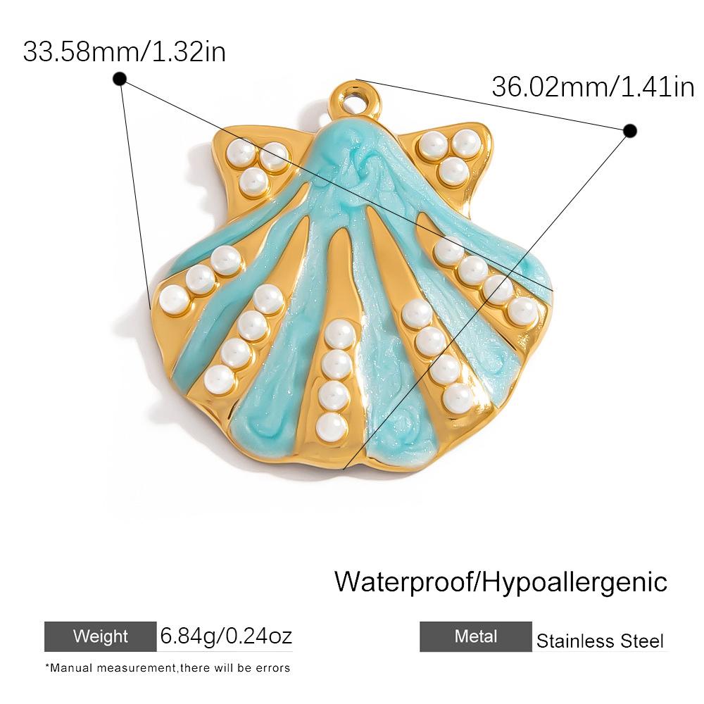Sommer Meeresstil Bunter Muschel Seestern Anhänger 18K Vergoldeter Edelstahl Geschenk Schmuck