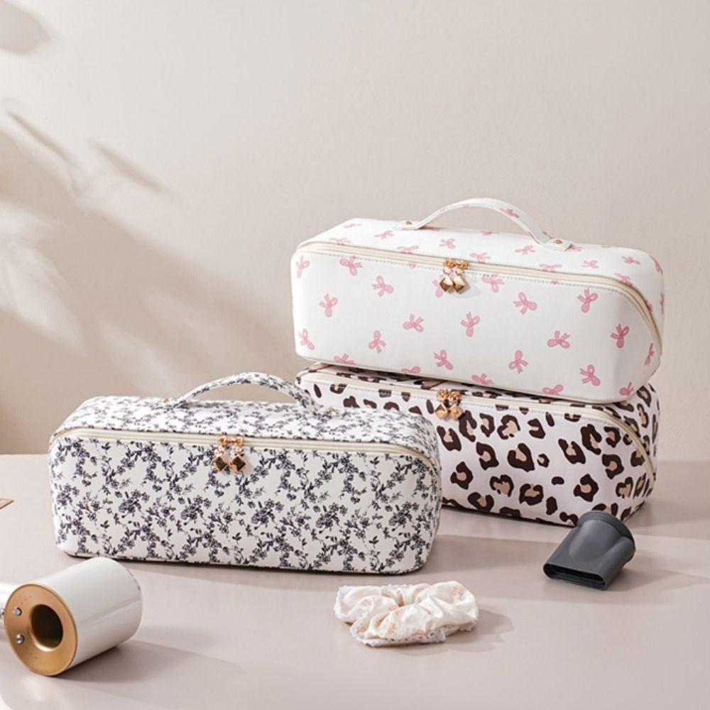 Large Capacity Hair Dryer Storage Bag PU Leather Carrying Case New Curler Storage Bag  Travel Use