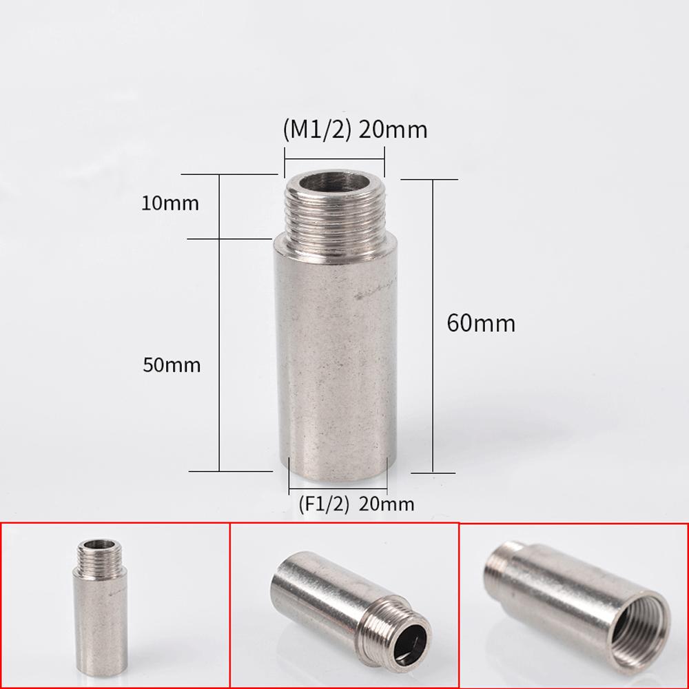 Brass 1/2 " Female To Male Stainless Steel Thickened Extension Joint Lengthened Hexagonal Extension Direct Chrome Plating Brass