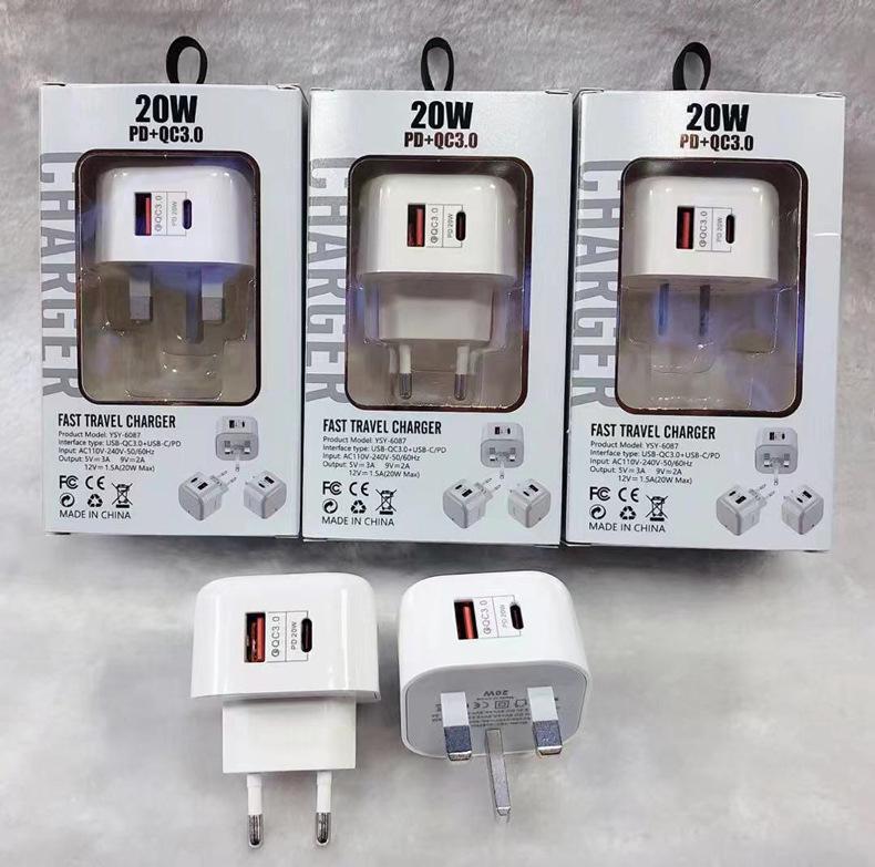 20W Dual USB Fast Charger, UK Standard, Compatible with Apple iPhone 15