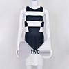 Chic Black and White Geometric Striped Mini Bandage Dress - Waist-Cinching, Hip-Hugging for Dates, Parties, and Fashion Shows.